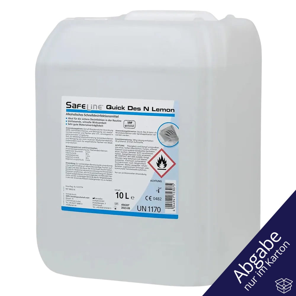 Schnelldesinfektion, 10 l, lemon, Safeline Quick Des N