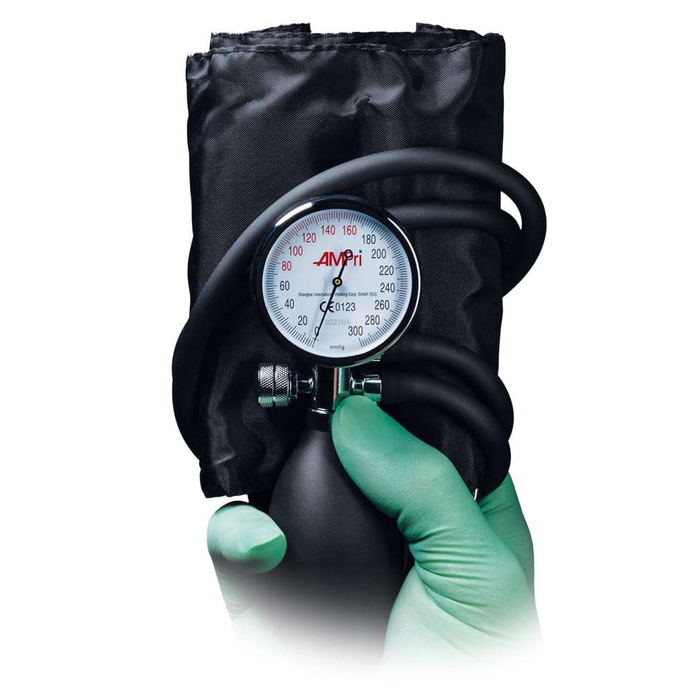 Oberarm Aneroid Blutdruckmessgerät, schwarz, Manschette mit Bügelring, Med-Comfort Oberarm Aneroid Blutdruckmessgerät, schwarz, Manschette mit Bügelring, Med-Comfort