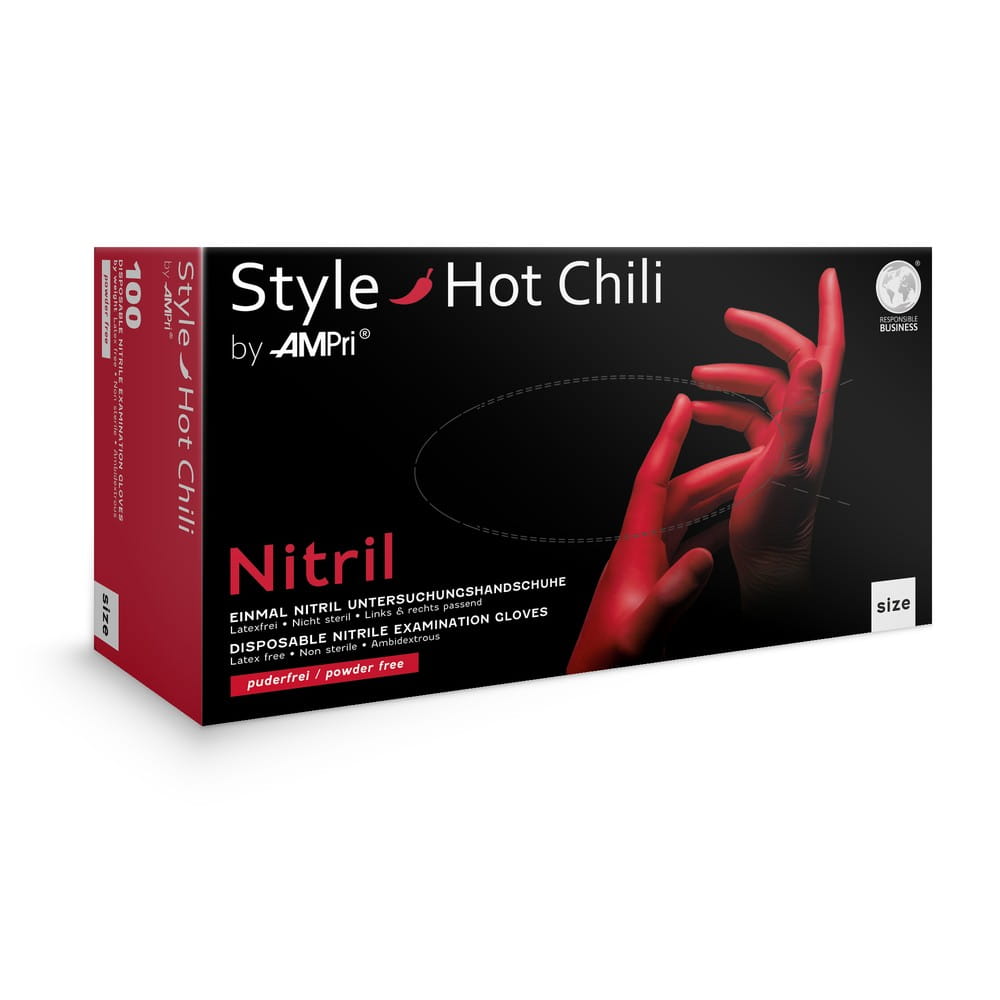 Nitrilhandschuhe, rot, Größe S, puderfrei, Style Hot Chili by Med-Comfort