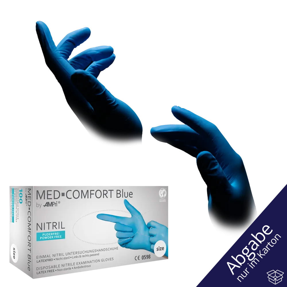 Nitrilhandschuhe, blau, Größe M, puderfrei, Med-Comfort blue