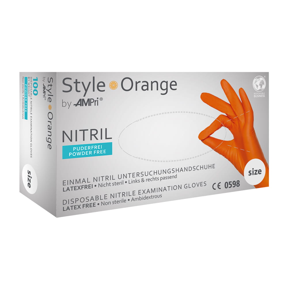 Nitrilhandschuhe, orange, Größe S, puderfrei, Style orange by Med-Comfort Nitrilhandschuhe, orange, Größe S, puderfrei, Style orange by Med-Comfort