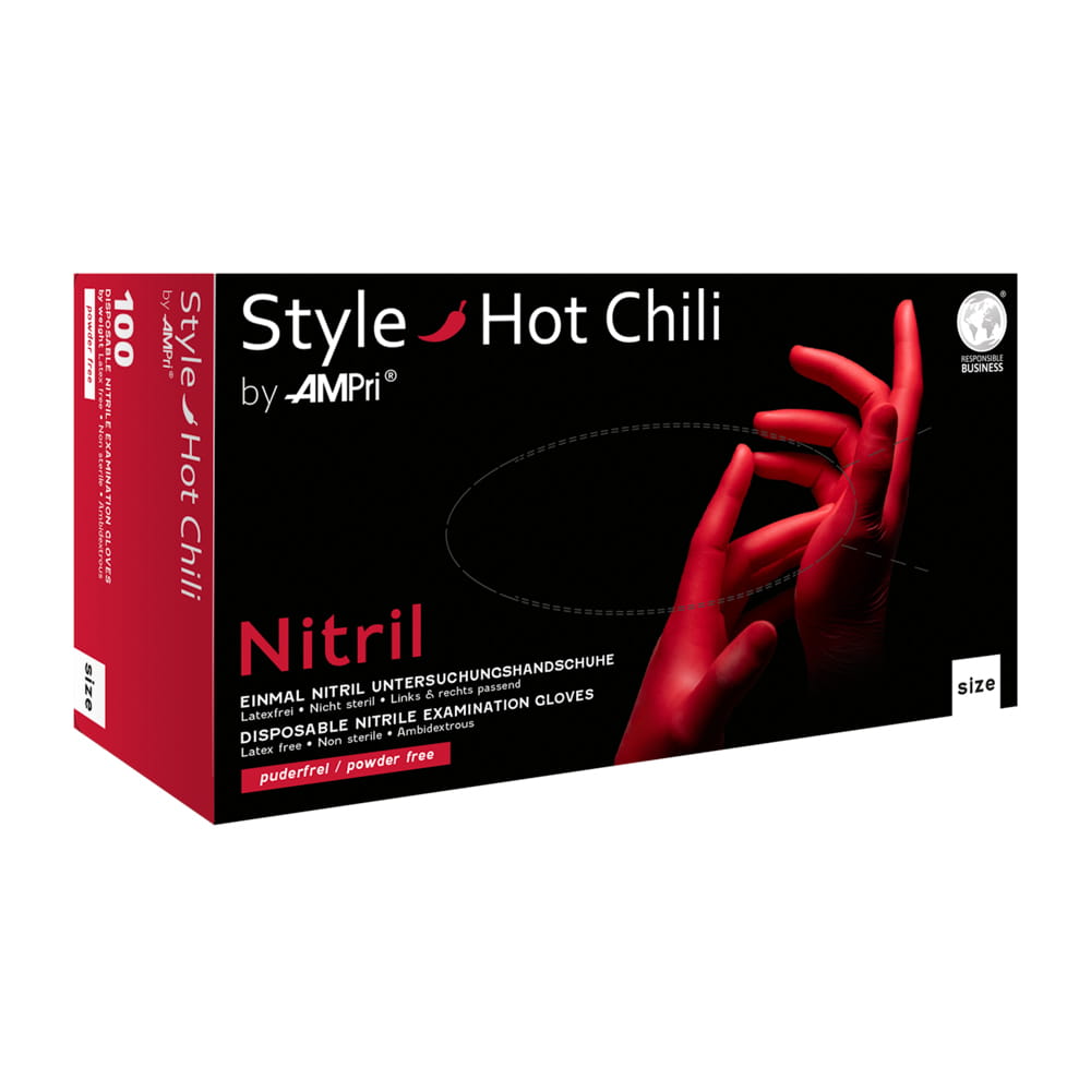 Nitrilhandschuhe, rot, Größe S, puderfrei, Style Hot Chili by Med-Comfort