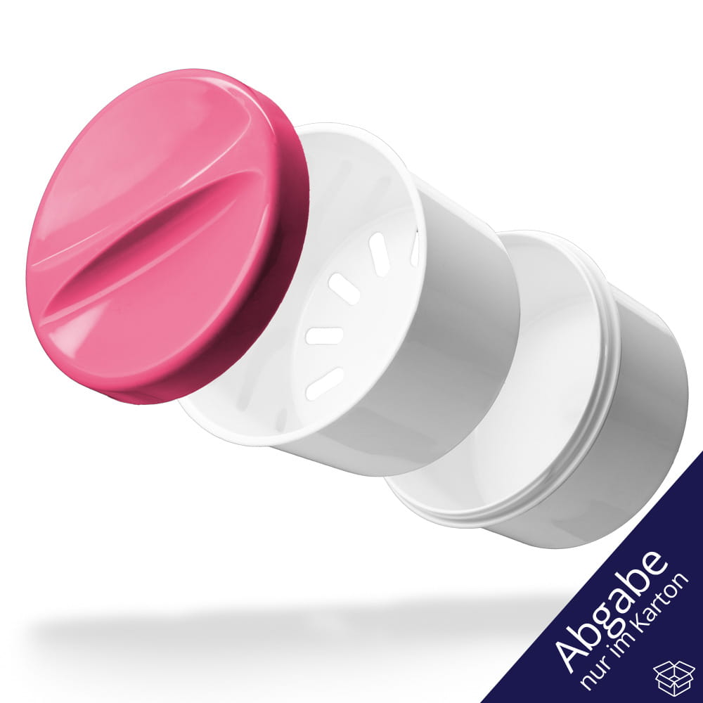 PP Einweg Zahnprothesenbecher, weiß, pink, 250 ml Füllmenge