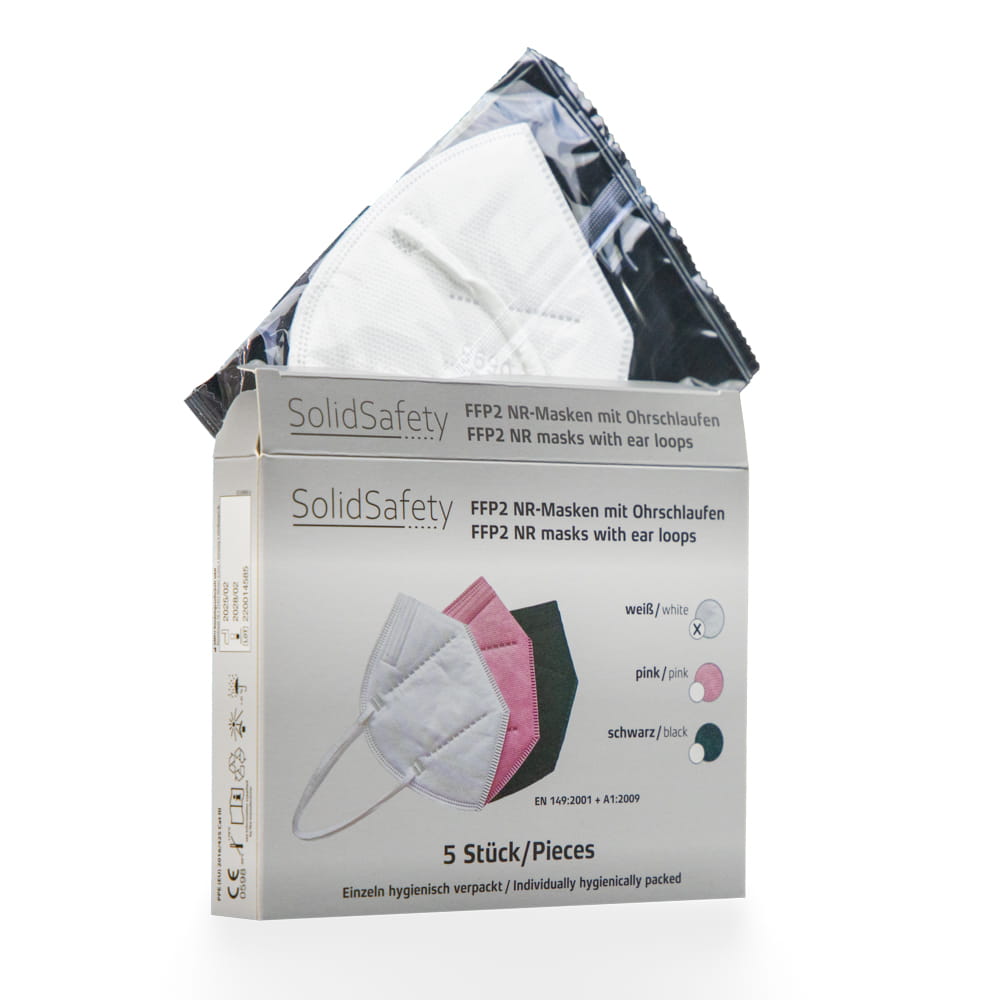 FFP2 Maske, Box á 5 Stck., weiß, SolidSafety