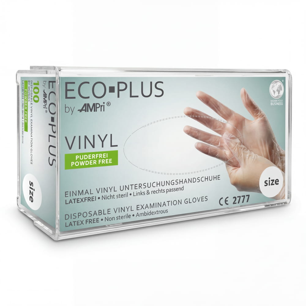 Einmalhandschuh Spender, Handschuh-Dispenserhalter, 250 x 135 x 55-90 mm, transparent, milchig, Acryl