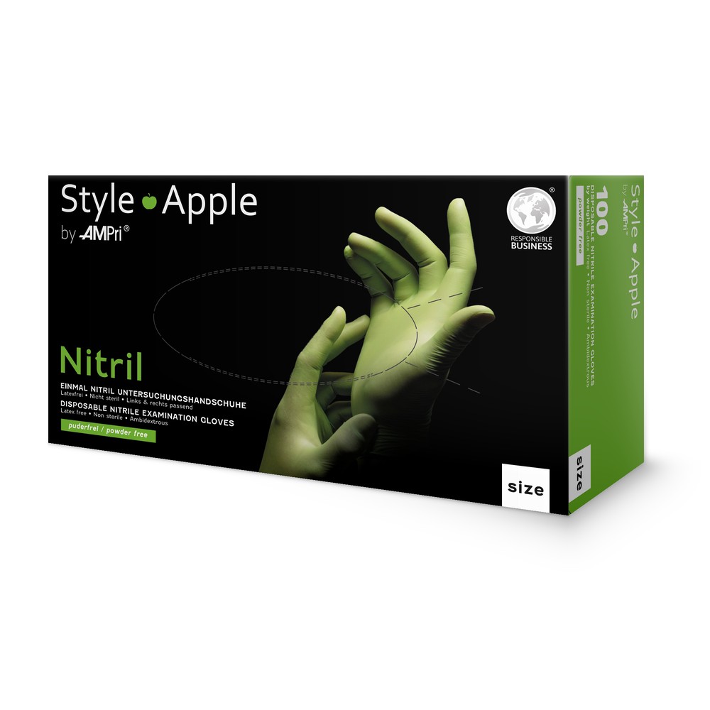 Nitrilhandschuhe, apfelgrün, grün, Größe XL, puderfrei, Style Apple by Med-Comfort