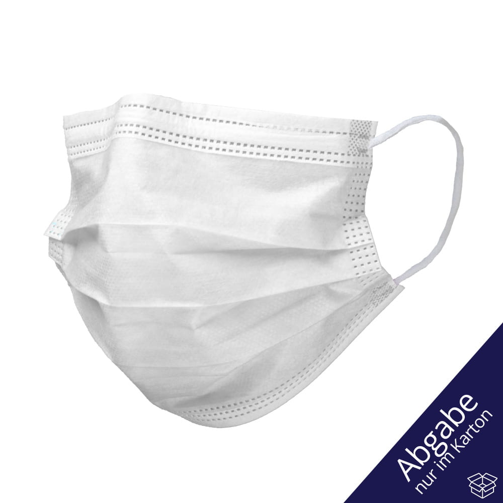 OP Maske, weiss, 3-lagig, Typ II, mit Elastikbändern, Basic-Plus