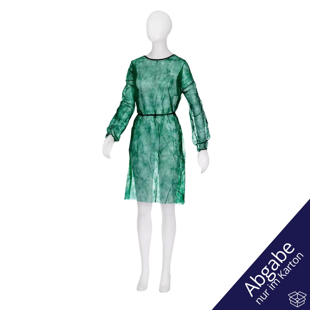 PP Einweg Besucherkittel, Größe M, L, Farbe, dunkelgrün, grün, Vlies, Med-Comfort