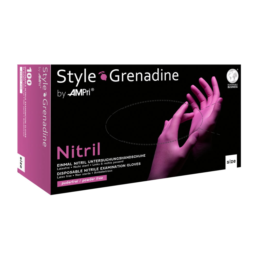 Nitrilhandschuhe, magenta, pink, Größe XL, puderfrei, Style Grenadine by Med-Comfort