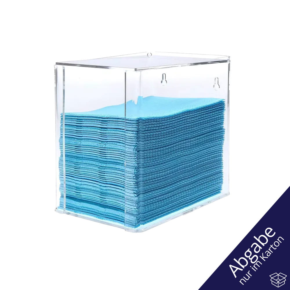 Spender für Patientenservietten, 175 x 130 x 170 mm Acryl, transparent, milchig, Med-Comfort