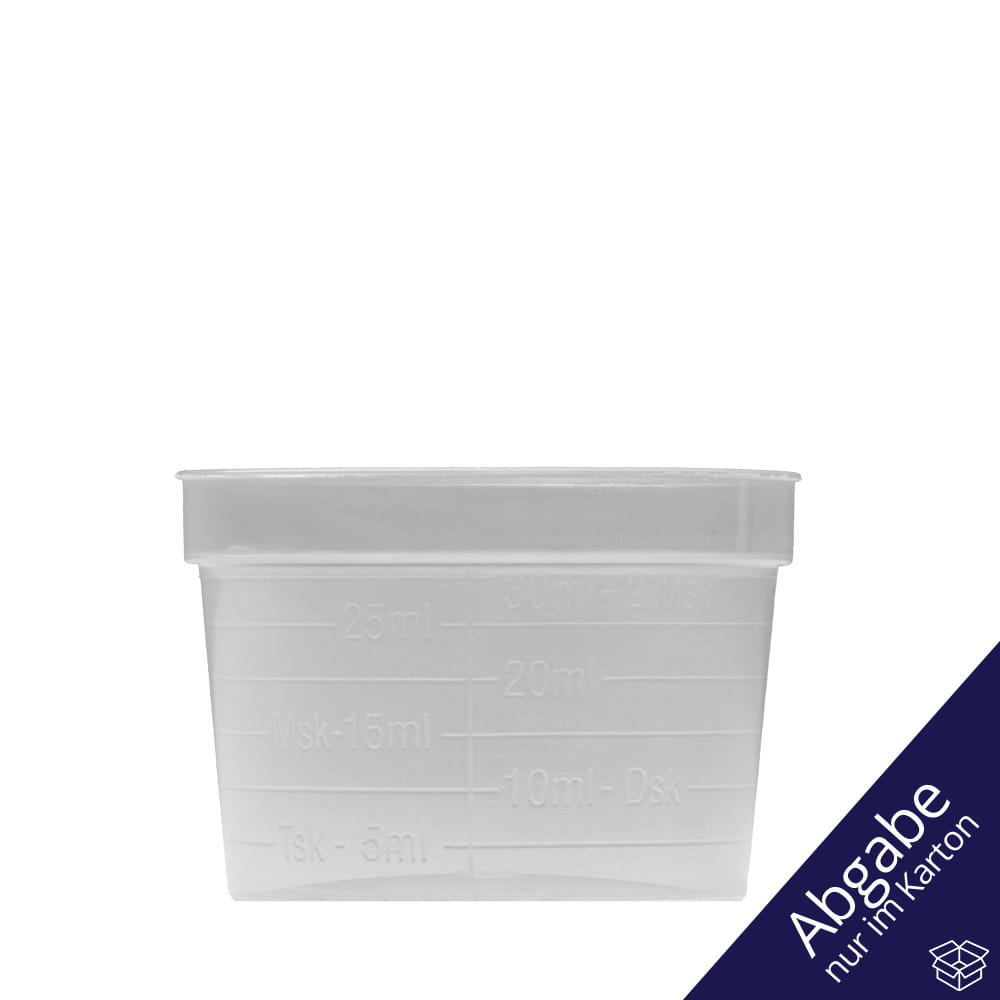 PP Medizinbecher, Farbe transparent, milchig, 30 ml, graduiert