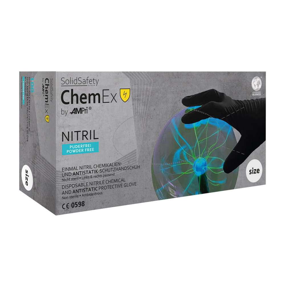 Schutzhandschuh aus Nitril, M, schwarz, SolidSafety Chem Ex Nitrilhandschuh Schutzhandschuh aus Nitril, M, schwarz, SolidSafety Chem Ex Nitrilhandschuh