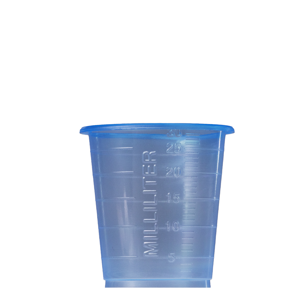 PP Eco Einmal Medizinbecher, 30 ml, graduiert, blau, Med-Comfort Eco