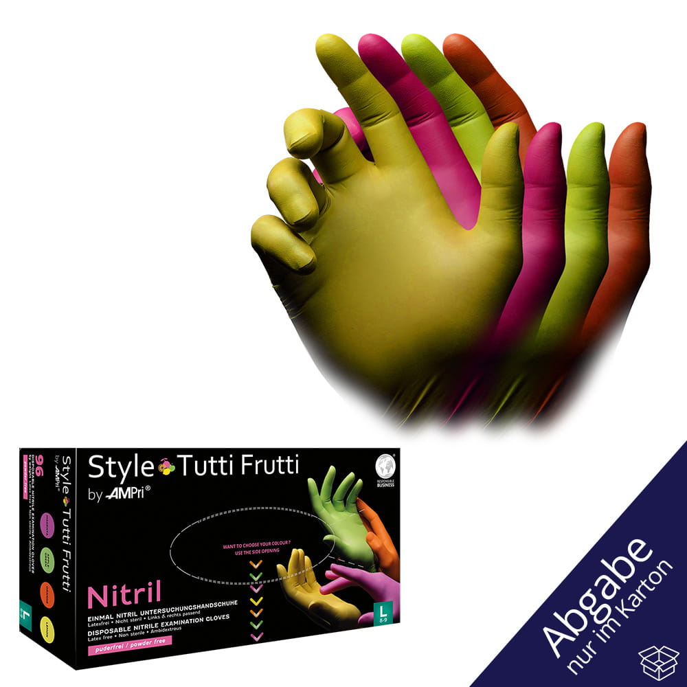 Nitrilhandschuhe, bunt, Farbenmix, Größe L, puderfrei, Style tutti frutti by Med-Comfort
