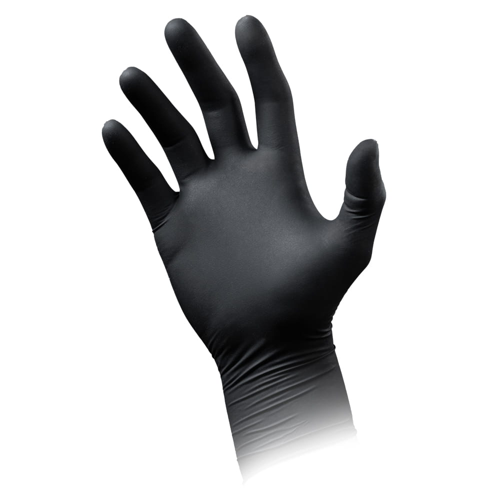 Latexhandschuhe mit Überlänge schwarz, Größe L, puderfrei, Black 300 Latex
