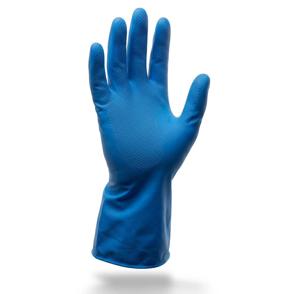 Haushaltshandschuhe Latex, blau, Größe M, puderfrei, Clean-Comfort