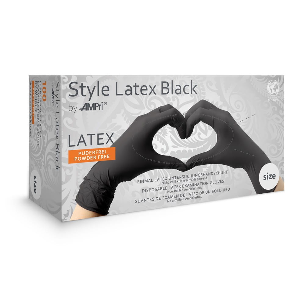 Latexhandschuhe, schwarz, Größe S, puderfrei, Style Latex Black