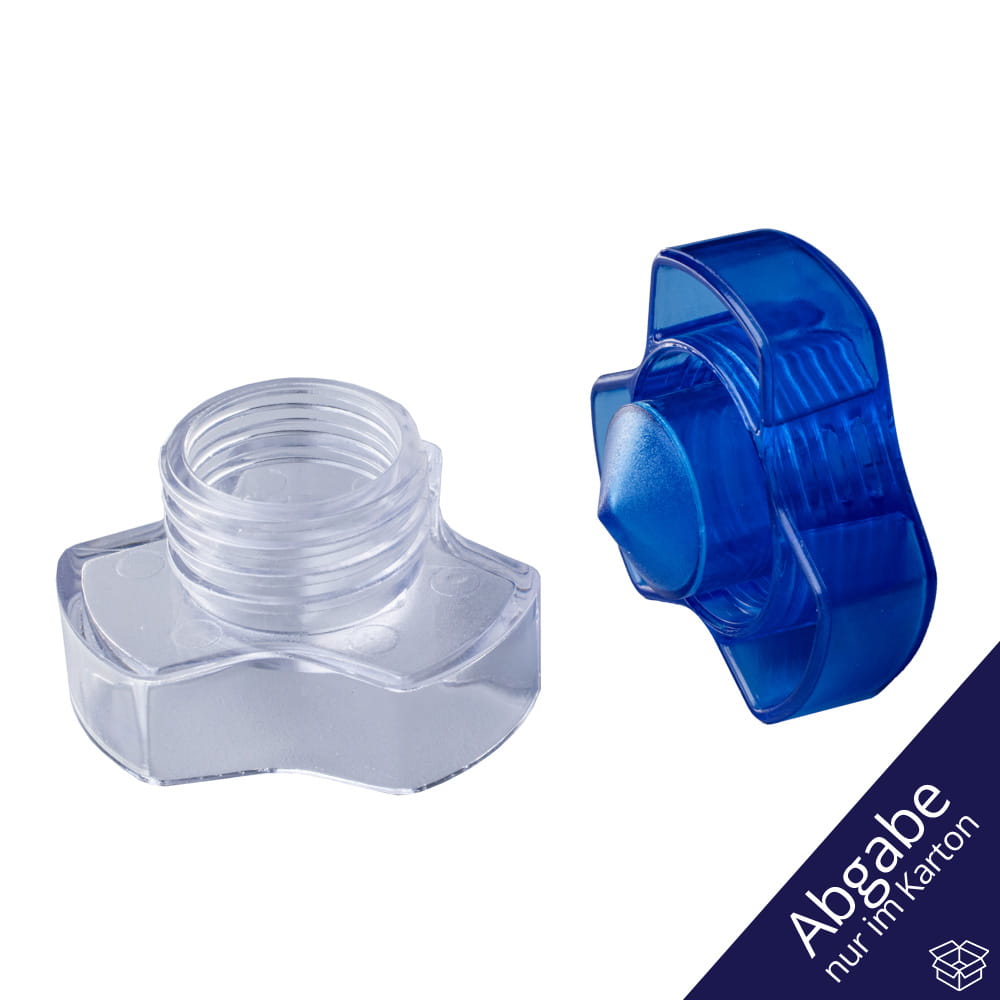 Tablettencrusher, transparent, milchig, blau, Med-Comfort