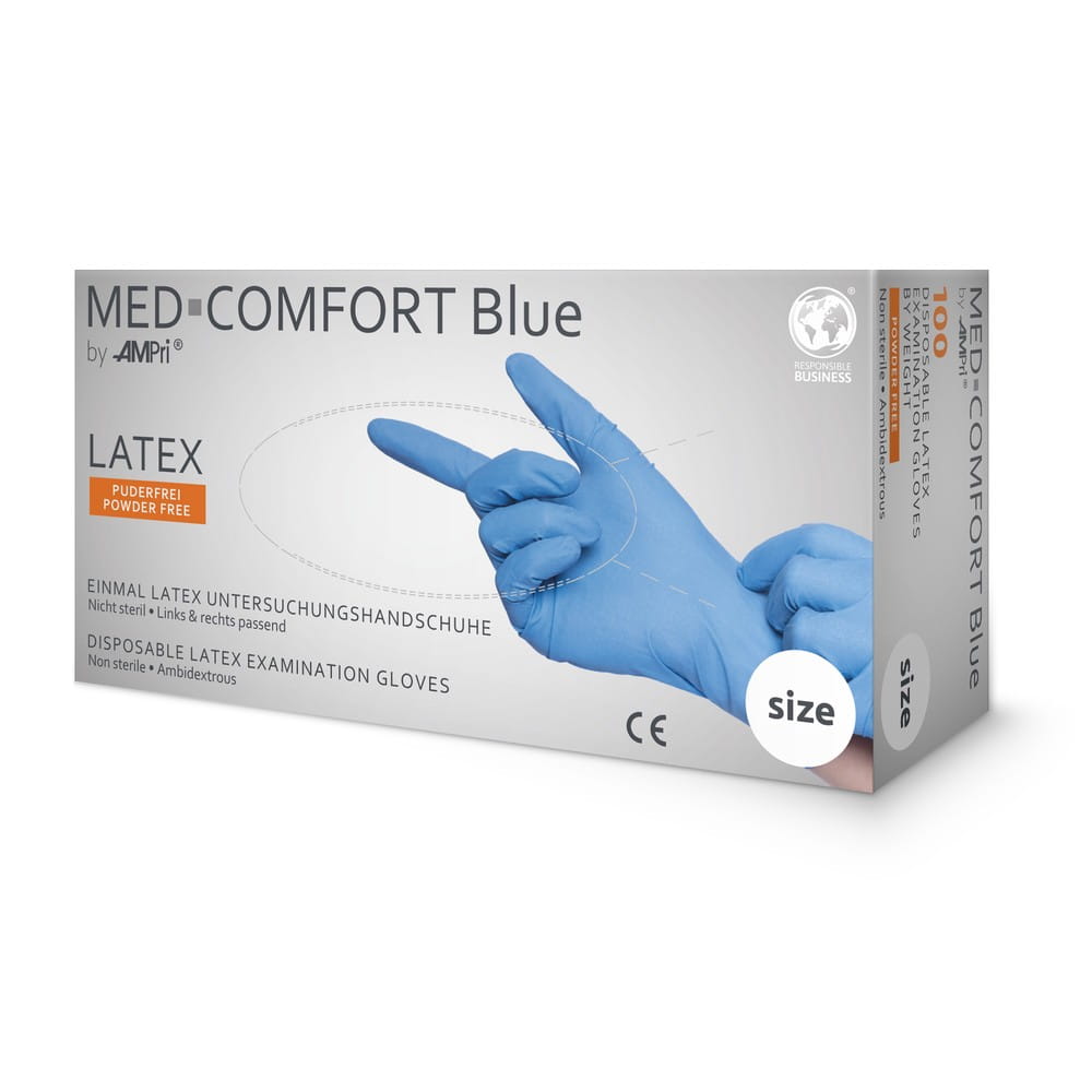 Latexhandschuhe, blau, Größe S, puderfrei, Med-Comfort blue