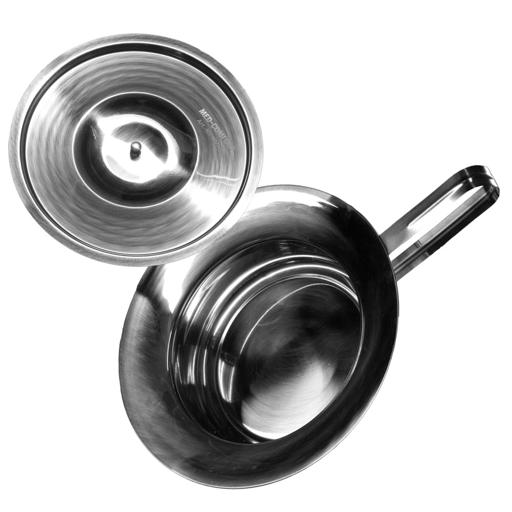 Edelstahl Steckbecken, mit Knopfdeckel, silberglänzend Edelstahl Steckbecken, mit Knopfdeckel, silberglänzend