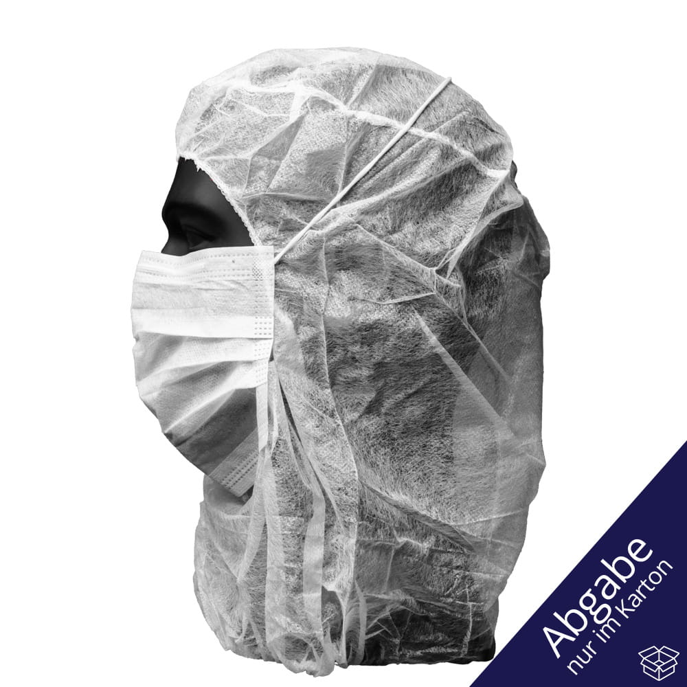 Astronautenhaube mit Mundschutz, weiß, Med-Comfort