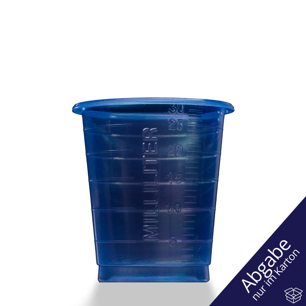 PP Eco Einmal Medizinbecher, 30 ml, graduiert, blau, Med-Comfort Eco