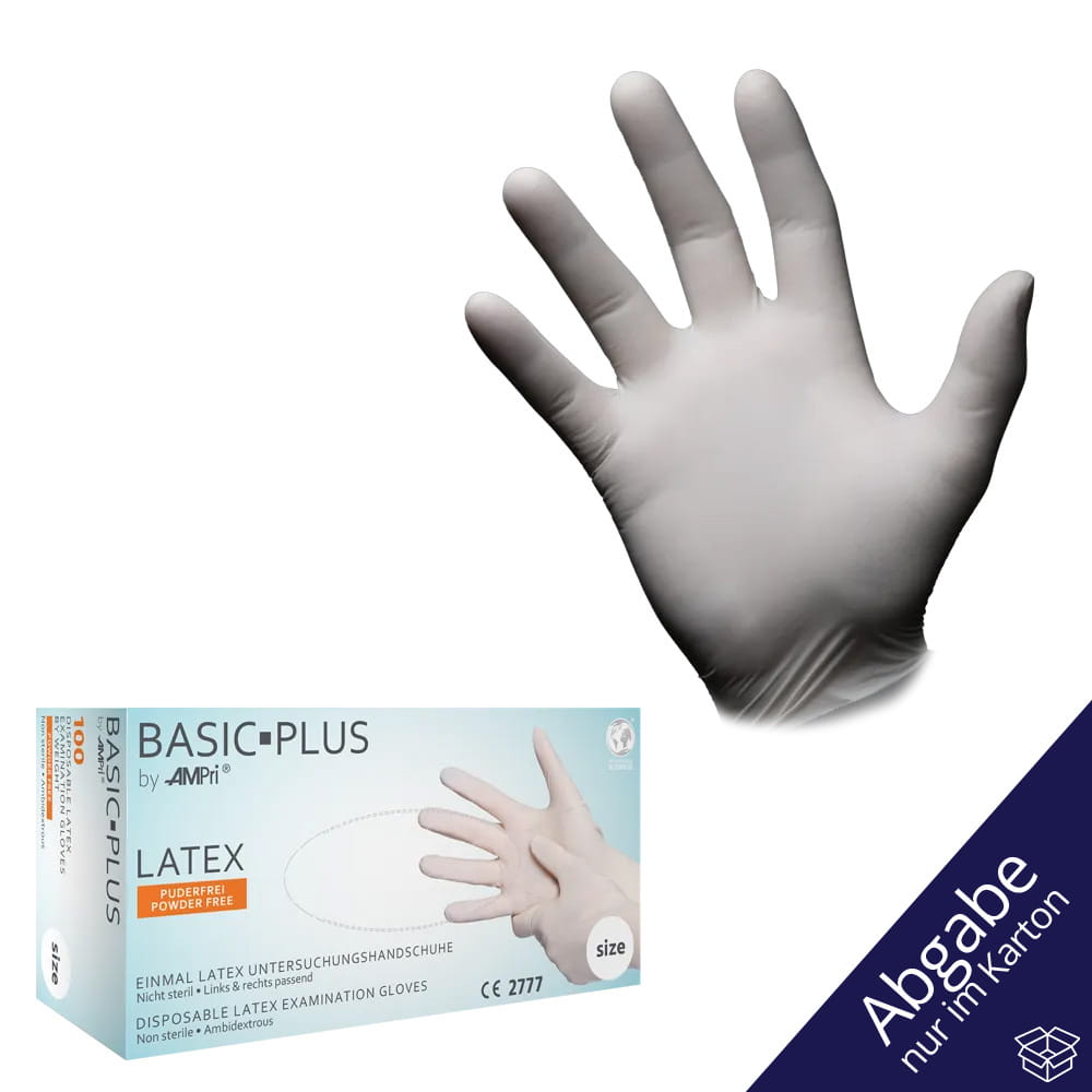 Latexhandschuhe, weiß, Größe L, puderfrei, Basic-Plus