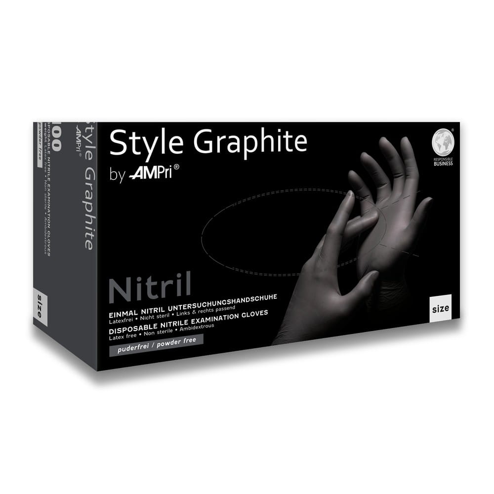 Nitrilhandschuhe, anthrazit, Größe XS, puderfrei, Style GRAPHITE by Ampri