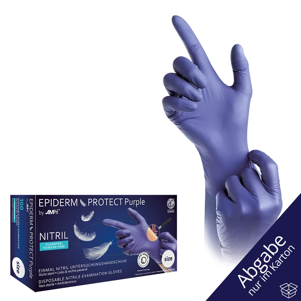 Nitrilhandschuhe, violett, Größe M, puderfrei, Epiderm Protect Purple by Med-Comfort