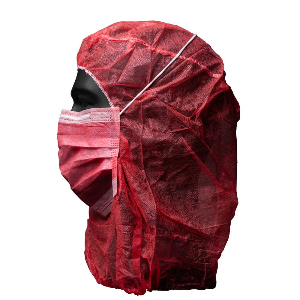 Astronautenhaube mit Mundschutz, rot, Med-Comfort