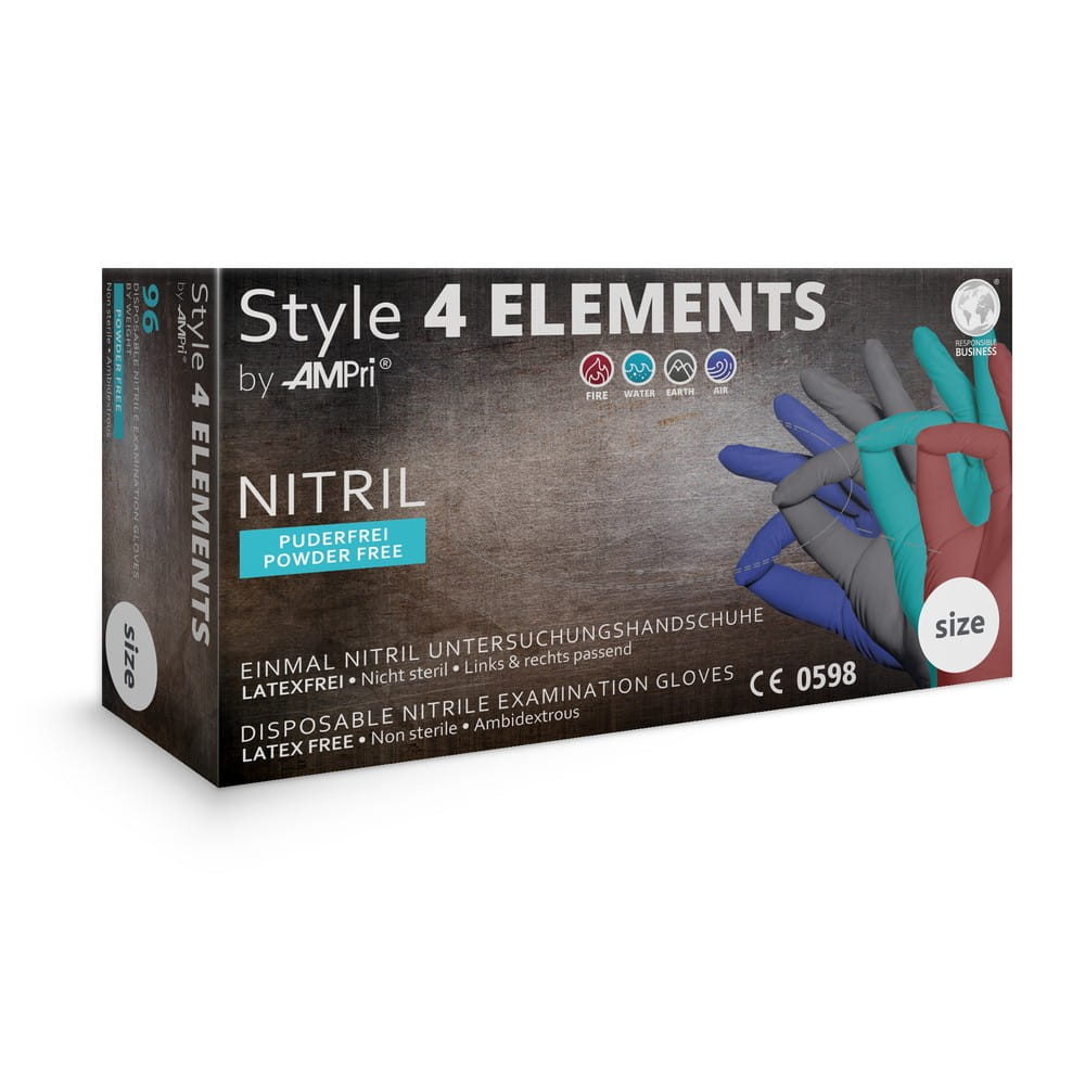 Nitrilhandschuhe, bunt, Farbenmix, Größe XL, puderfrei, Style 4 Elements by AMPri