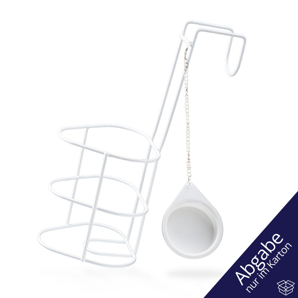 Urinflaschenhalter mit Deckel, weiß, Metall