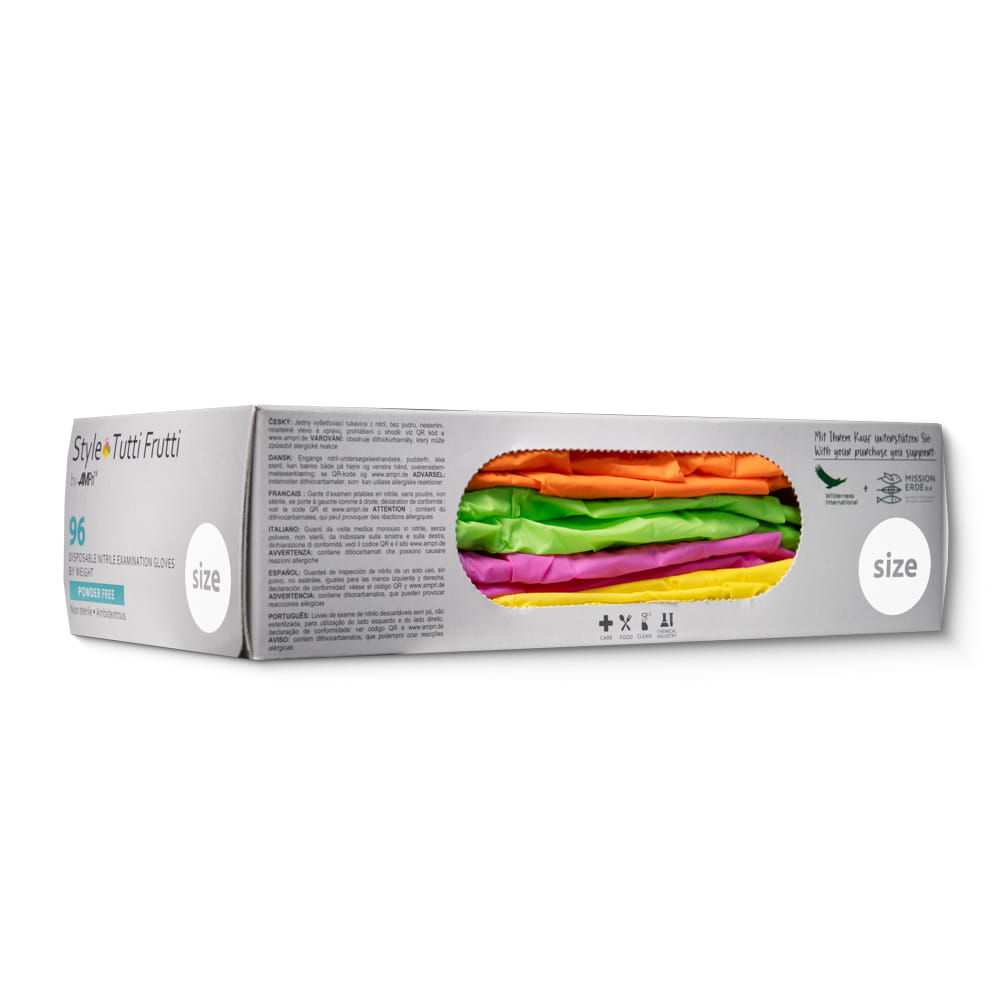 Nitrilhandschuhe, bunt, Farbenmix, Größe XS, puderfrei, Style tutti frutti by Med-Comfort