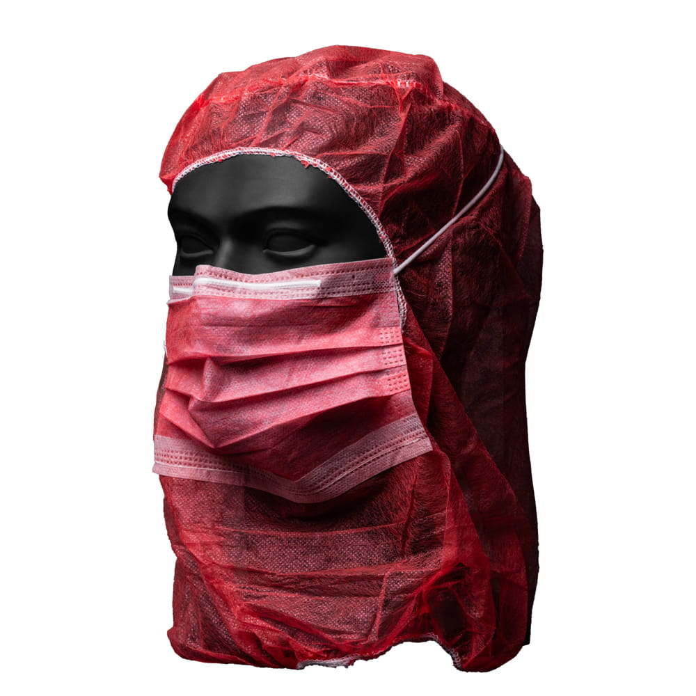 Astronautenhaube mit Mundschutz, rot, Med-Comfort