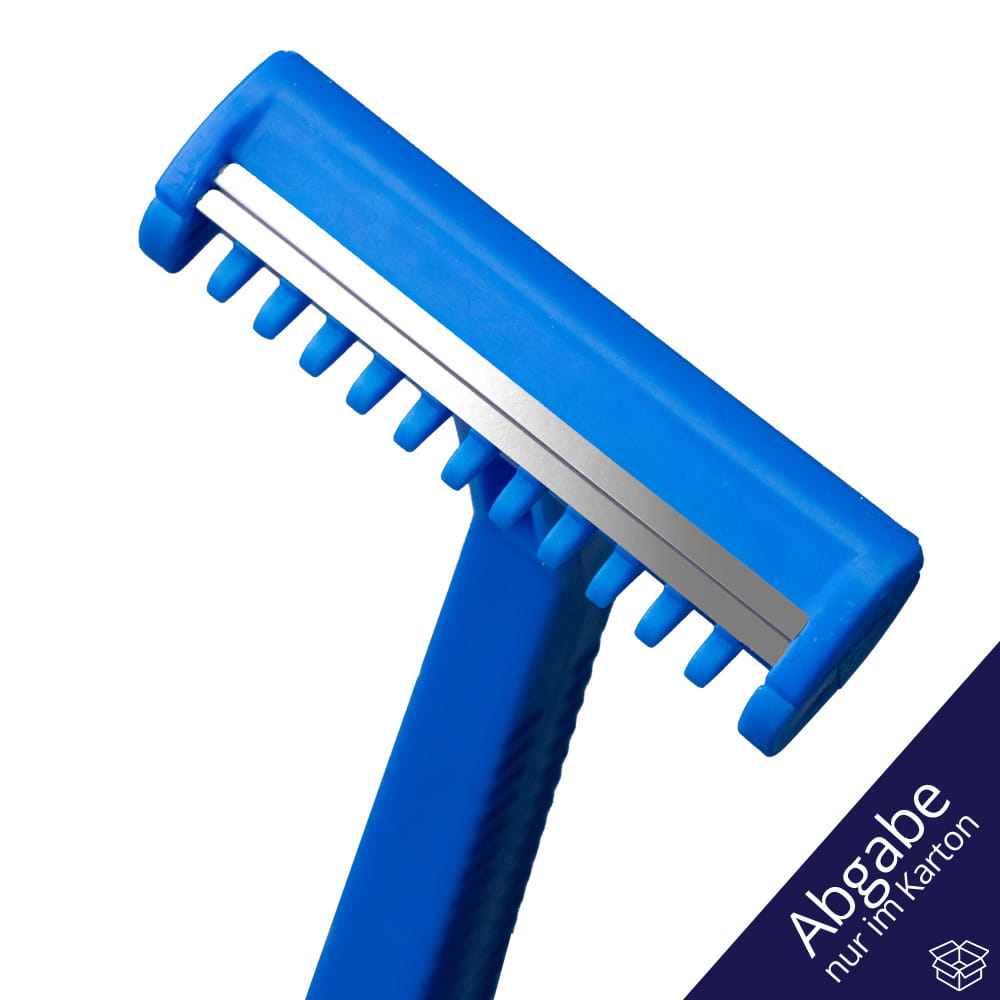 ABS Einweg Rasierer mit Edelstahl Klinge, 2-schneidig, Farbe Blau, Top-Comfort