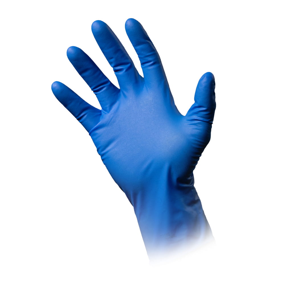 MED-COMFORT HIGH RISK, Nitril-Chemikalienschutzhandschuh, puderfrei, blau, Gr. M