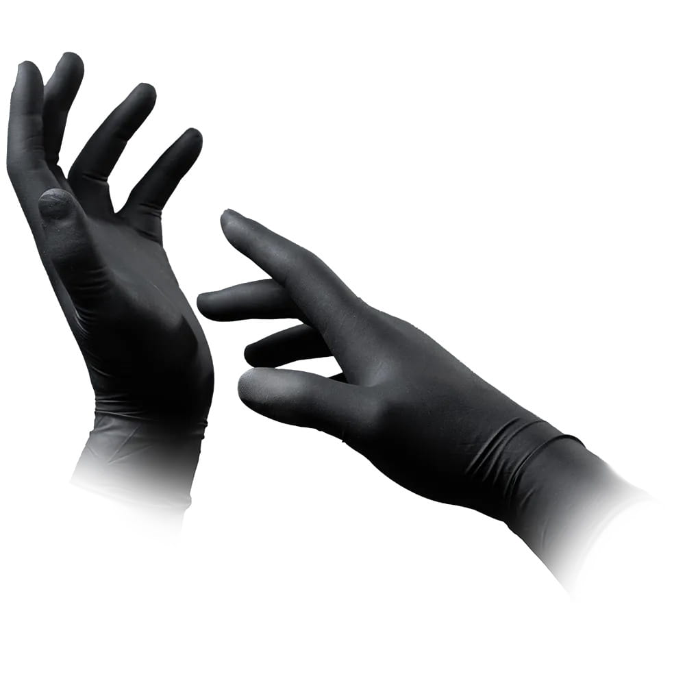 Latexhandschuhe mit Überlänge schwarz, Größe L, puderfrei, Black 300 Latex