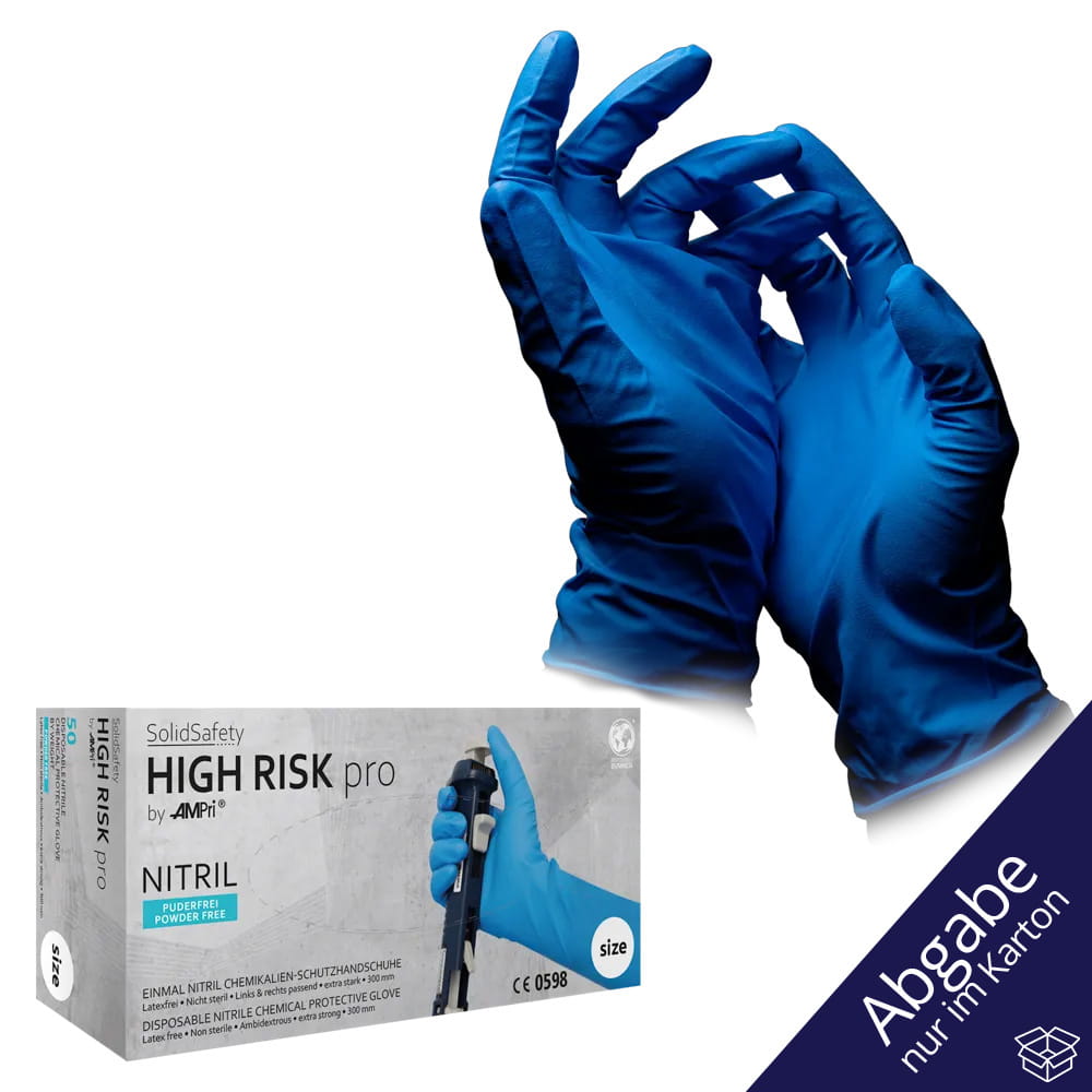 Einmalhandschuhe aus Nitril, Typ A, Größe S, blau, Solidsafety High Risk Pro