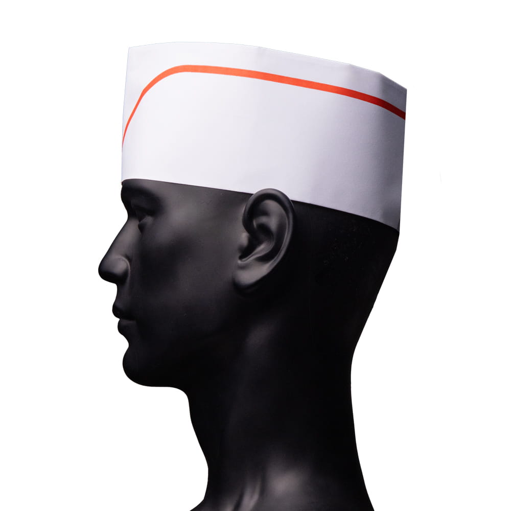 Papierschiffchen mit Vlieskrone, Farbe weiß mit rotem Streifen