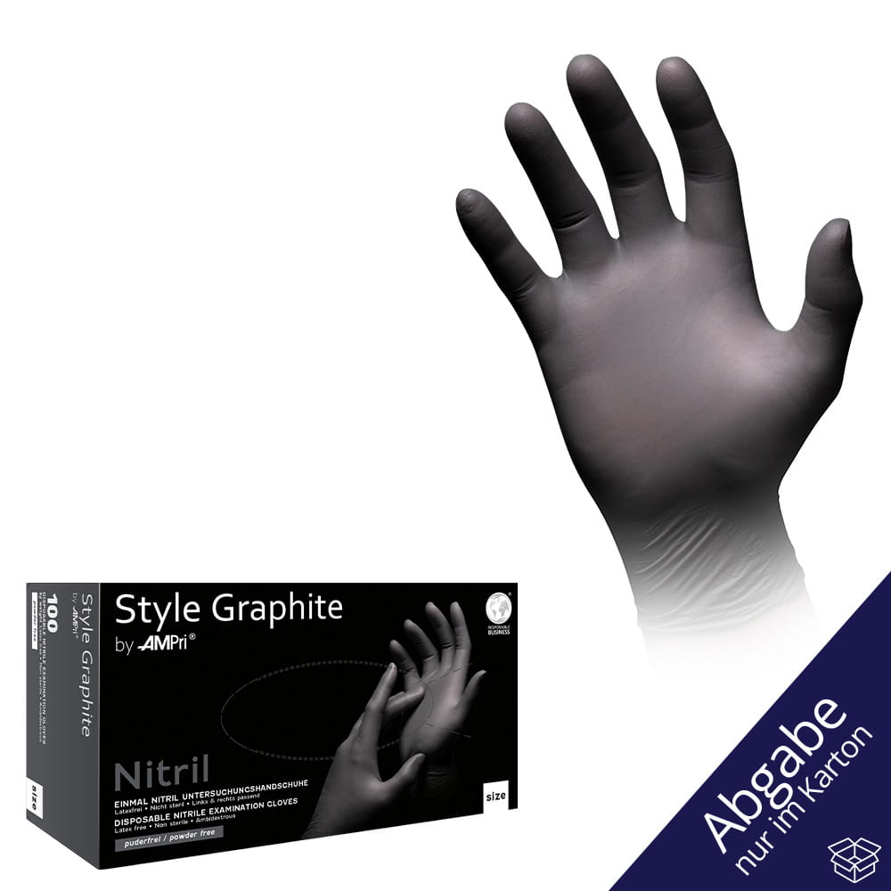Nitrilhandschuhe, anthrazit, Größe M, puderfrei, Style GRAPHITE by Ampri