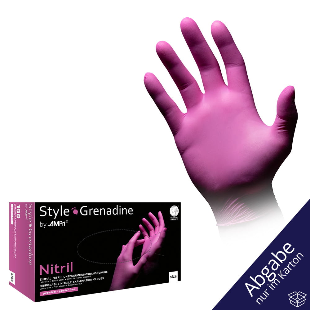 Nitrilhandschuhe, magenta, pink, Größe M, puderfrei, Style Grenadine by Med-Comfort
