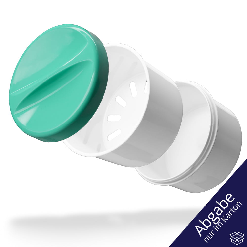 PP Einweg Zahnprothesenbecher, weiß, grün, 250 ml Füllmenge