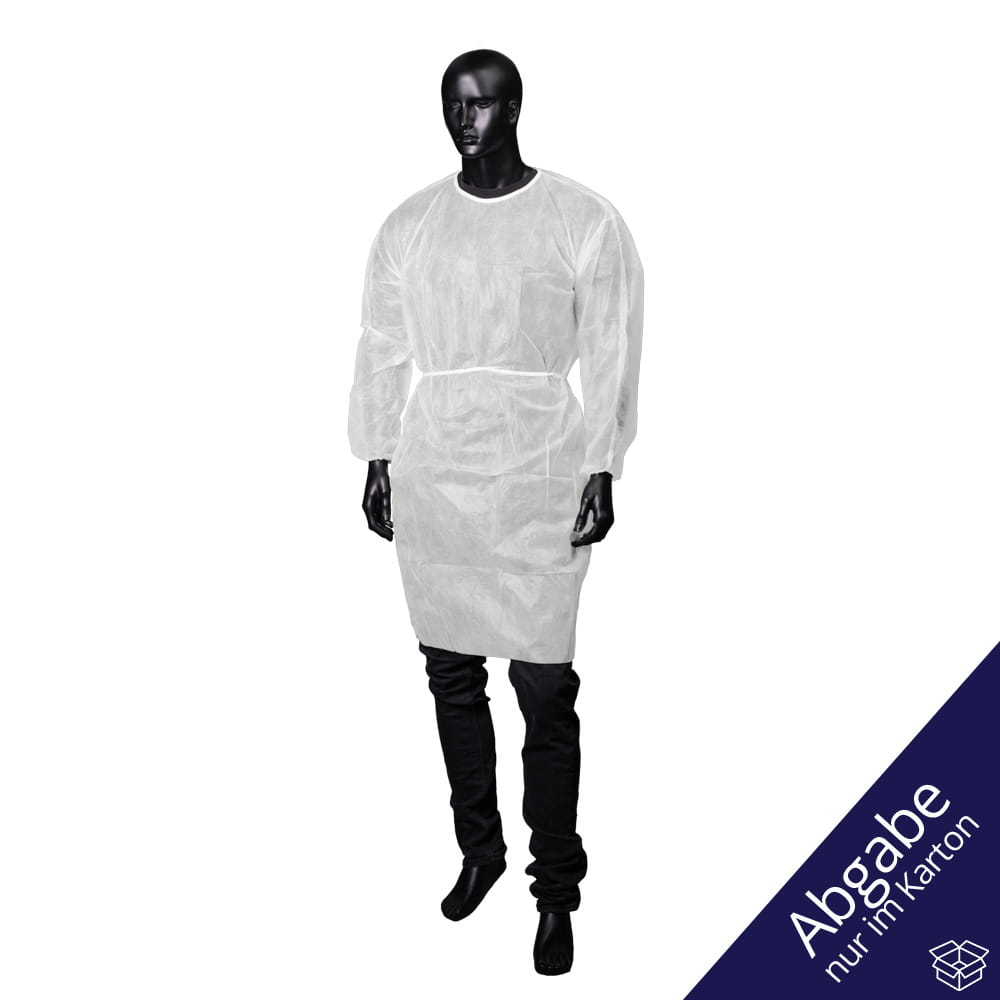 PP Einweg Besucherkittel, Größe M, L, Farbe weiß, Vlies, Med-Comfort