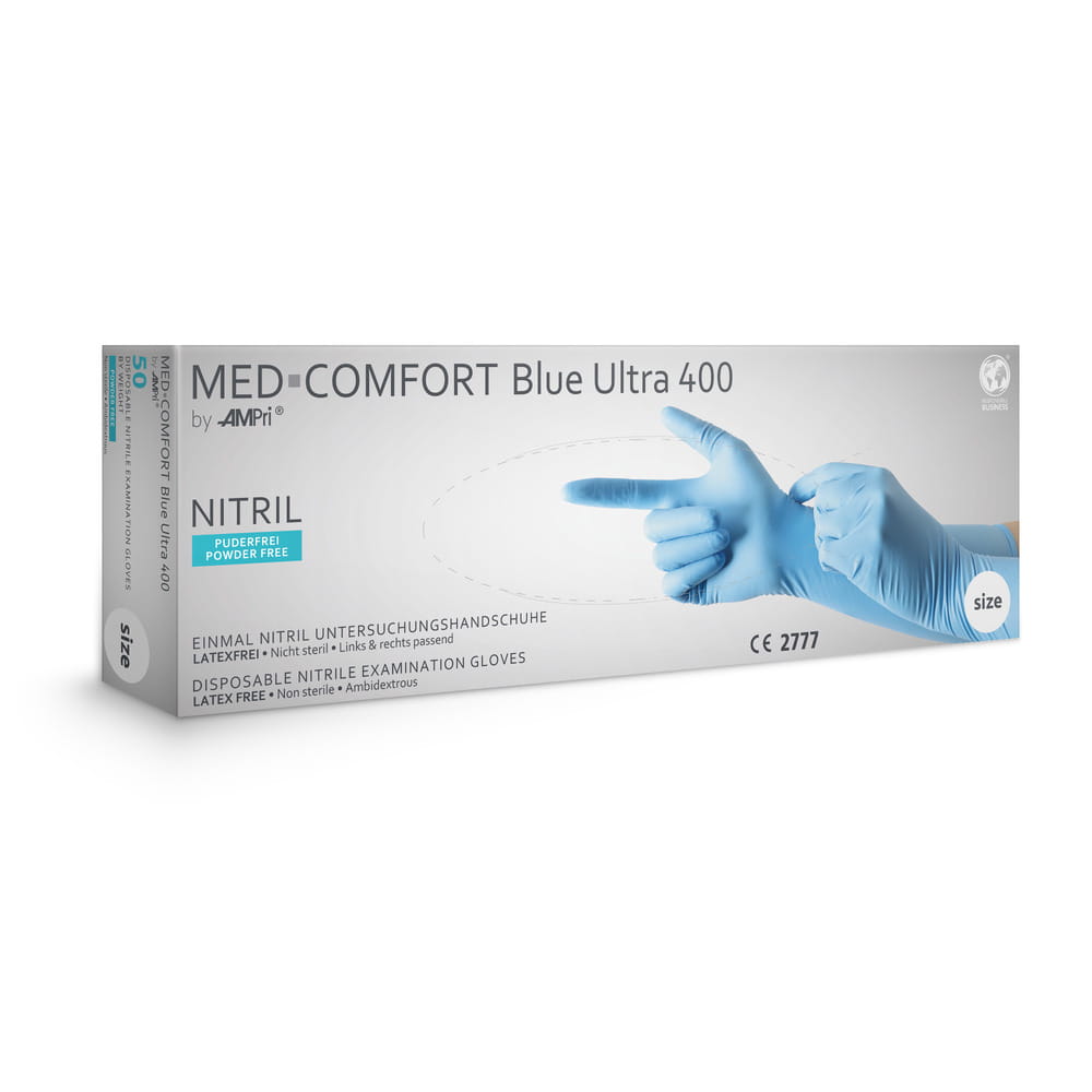 Nitrilhandschuhe, blau, Größe XL, puderfrei, Med-Comfort Ultra 400