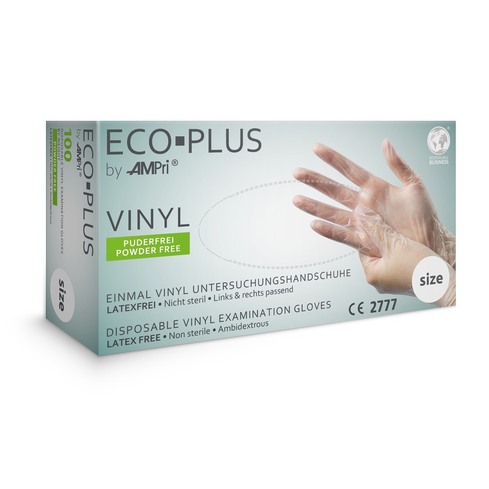 Vinylhandschuhe, weiß, Größe M, puderfrei, Eco-Plus