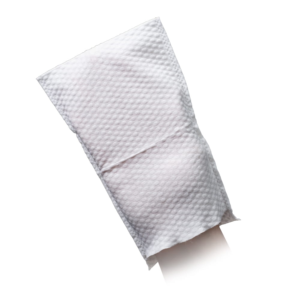 Feuchter Einweg Waschhandschuh, weiß, Spinnvlies, Med-Comfort