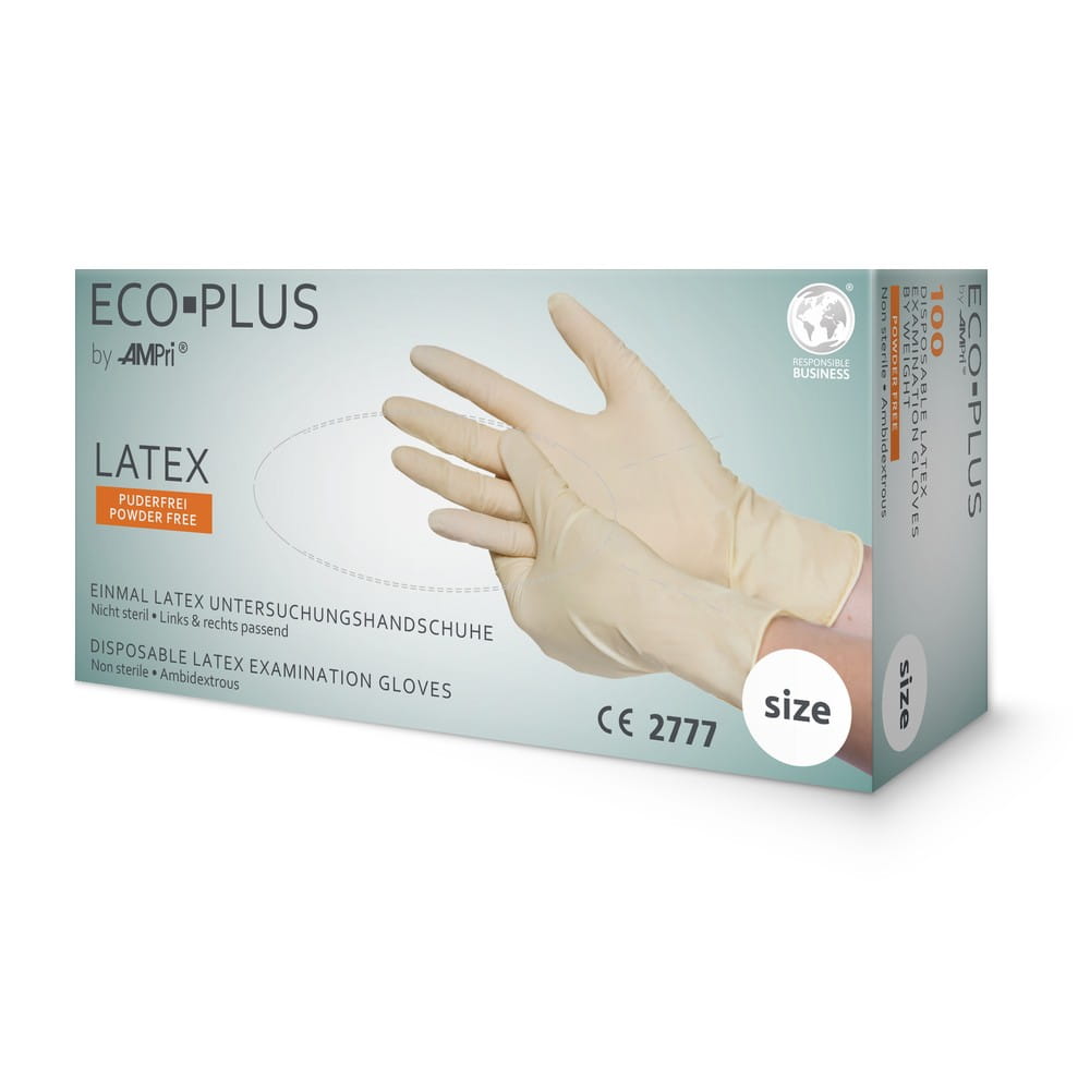 Latexhandschuhe, weiß, Größe S, puderfrei, Eco-Plus