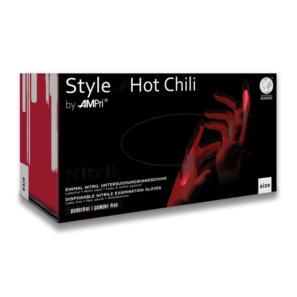Nitrilhandschuhe, rot, Größe M, puderfrei, Style Hot Chili by Med-Comfort