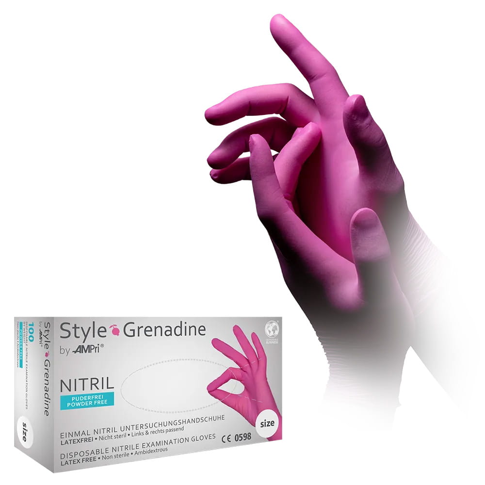Nitrilhandschuhe, magenta, pink, Größe M, puderfrei, Style Grenadine by Med-Comfort Nitrilhandschuhe, magenta, pink, Größe M, puderfrei, Style Grenadine by Med-Comfort