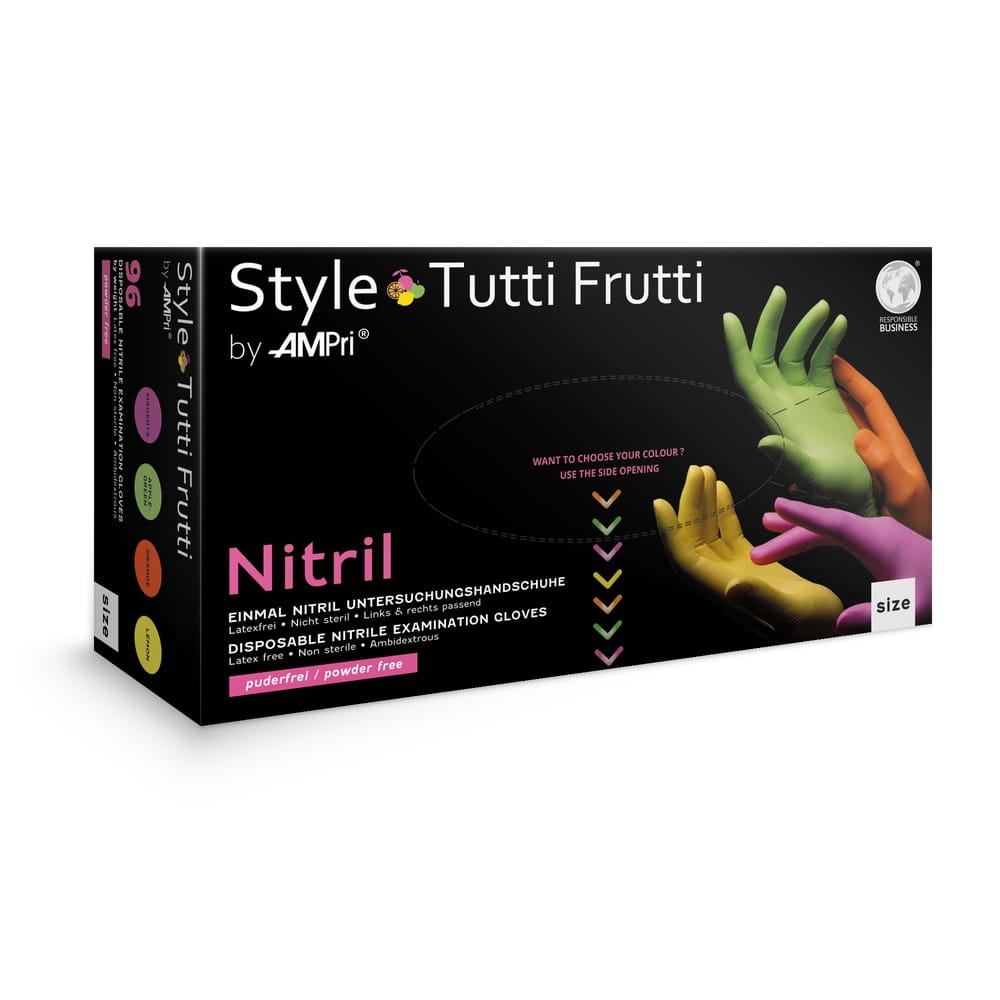 Nitrilhandschuhe, bunt, Farbenmix, Größe S, puderfrei, Style tutti frutti by Med-Comfort